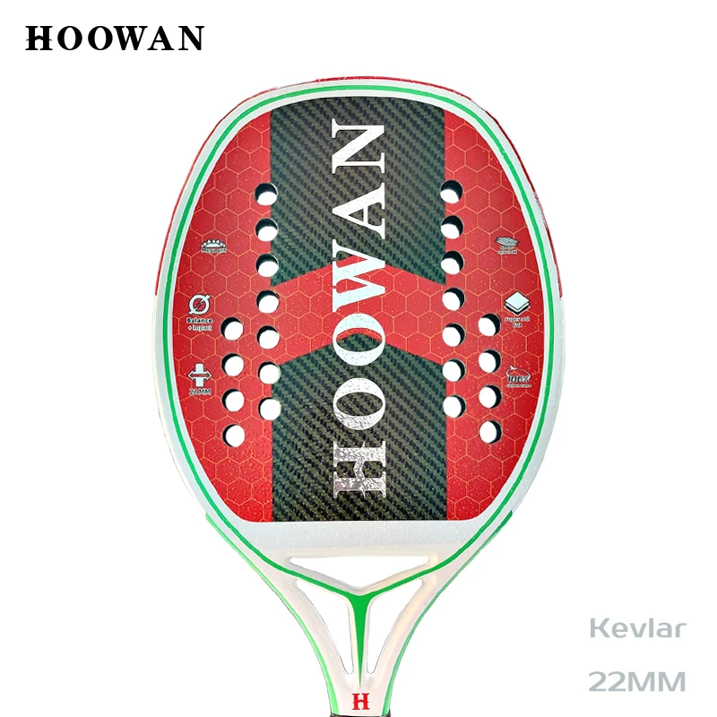 

HOOWAN Beyond Kevlar Beach Tennis Racket Professional Carbon Frame 22mm Profile with Soft EVA Core