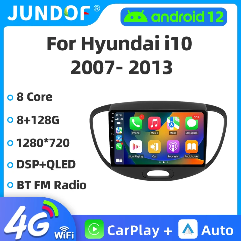 6G + 128G CarPlay 2din Android Auto Radio GPS Мультимедийный плеер для Hyundai i10 2007 2008 2009 2010-2013 DSP IPS 2DIN