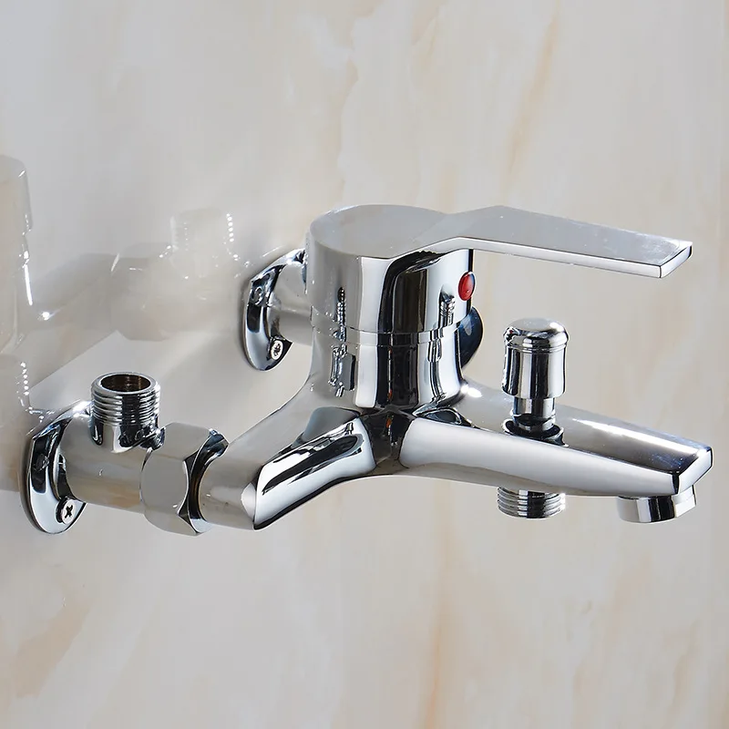 

Bathroom Shower Faucets Chrome Polished Wall Mount Brass Silver Bathroom Shower Faucets Bathtub Faucet Mixer Tap