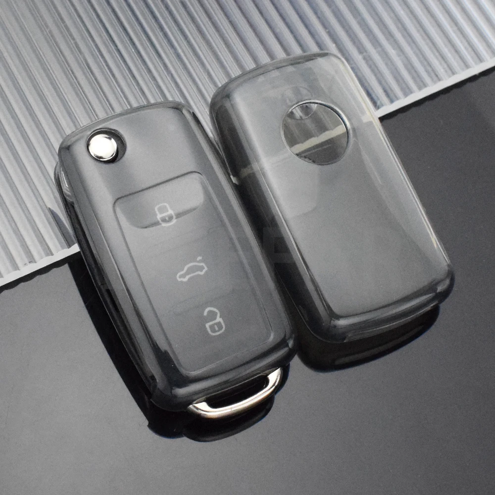 

Прозрачный чехол для автомобильного ключа, брелок для VW Volkswagen MK4 Bora Golf 4 5 6 Jetta Passat Polo Bora Touran Skoda Seat