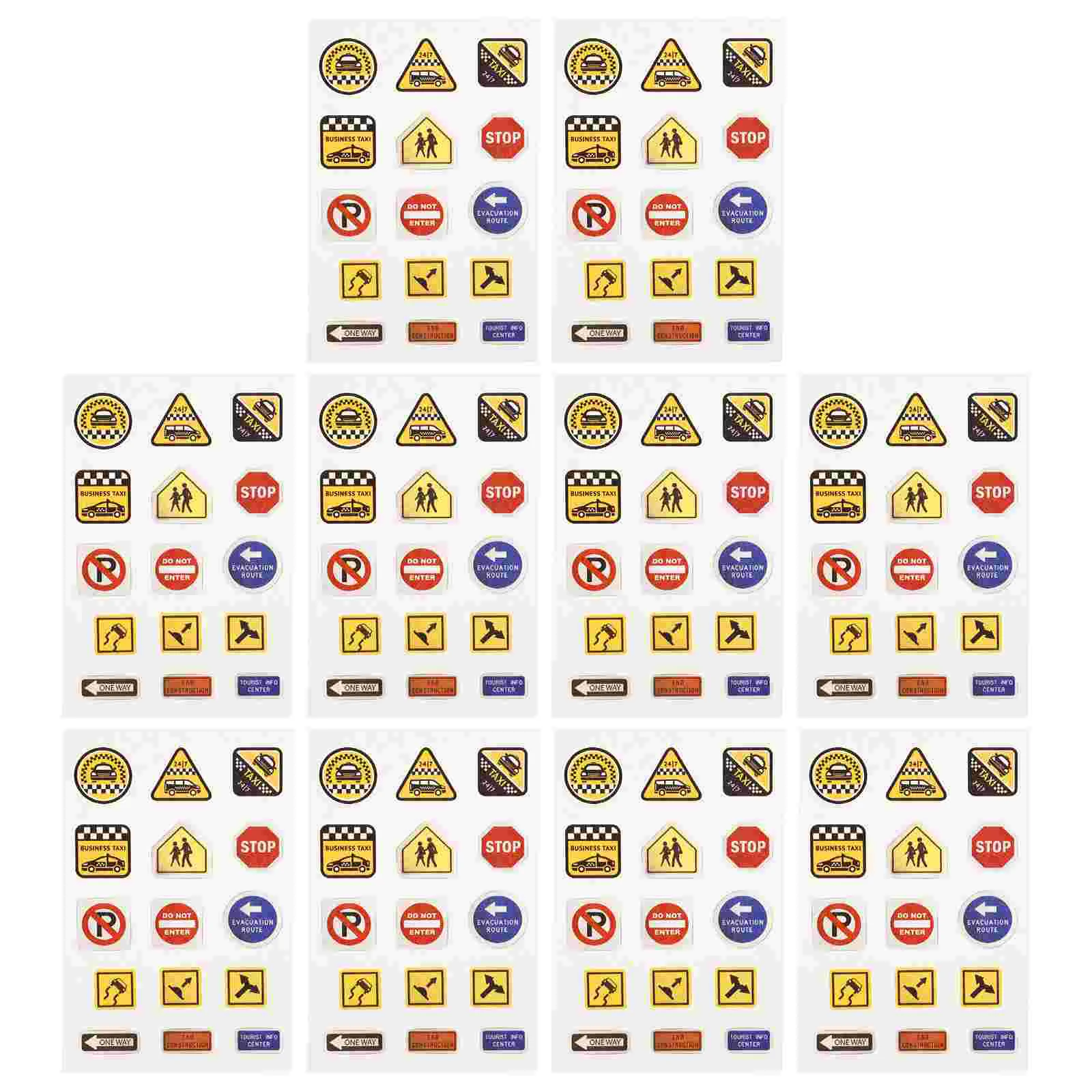 

10 Sheets Wall Decals Traffic Sign Stickers Child Auto Transportation Paper DIY