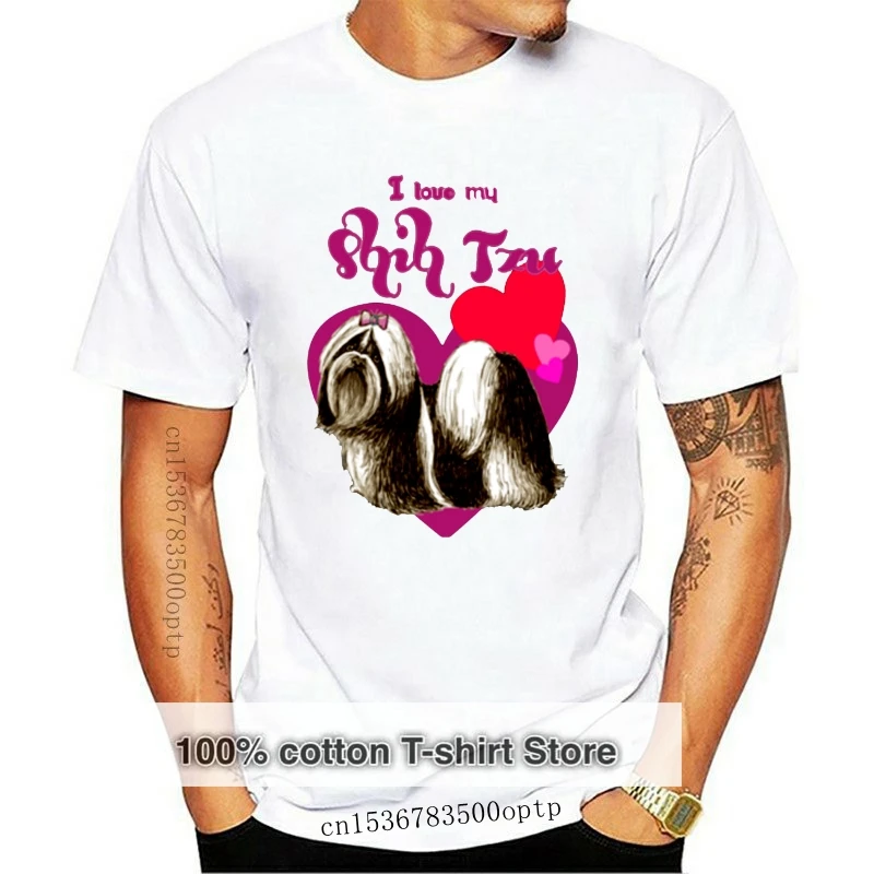Удобная мужская футболка с принтом My Shih Tzu модель 3xl 4xl 5xl уникальная свободная