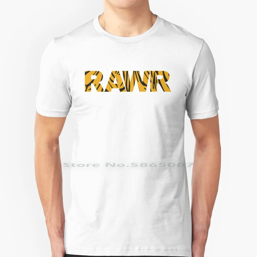

Rawr! T Shirt 100% Cotton Black Orange Rawr Stripes Tiger Big Size 6xl Tee Gift Fashion