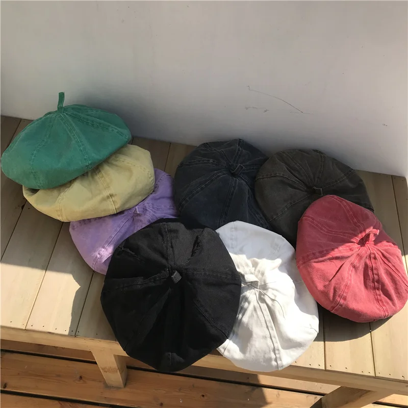 

Японский промытый берет в стиле Instagram Женская Весенняя Универсальная Ретро дорожная шляпа с тыквой восьмиугольная шляпа летняя Корейская версия