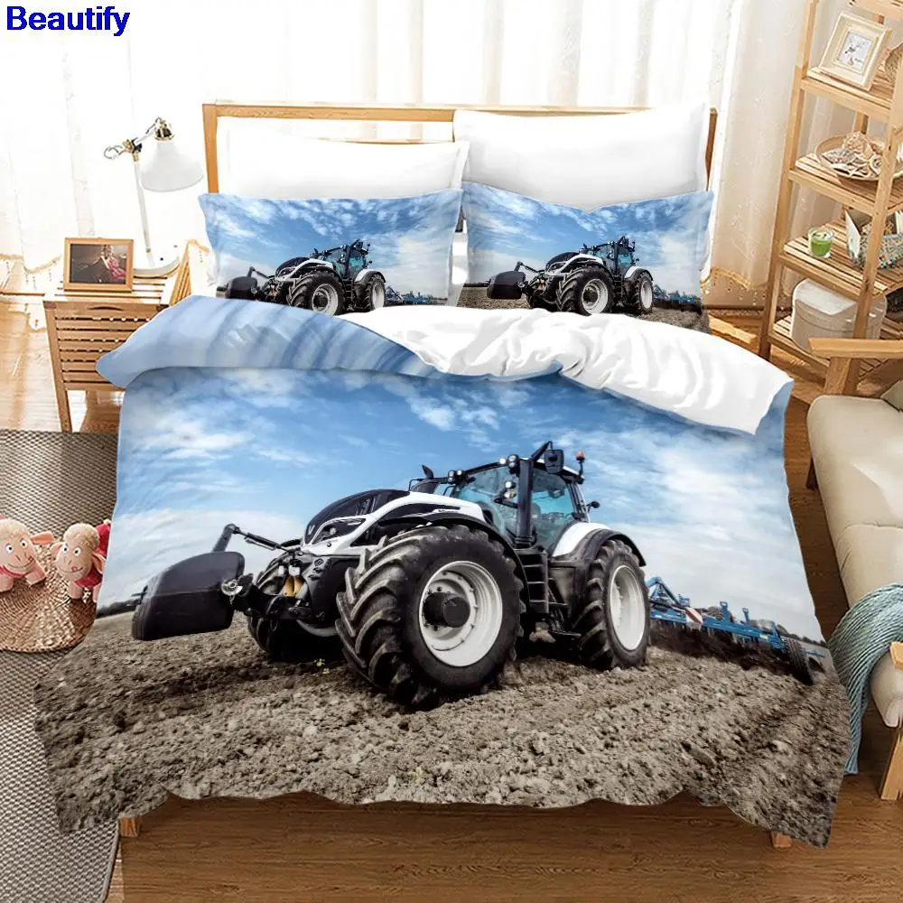 

Beautify Tractor Bedding Set Bedspread Single Twin Full Queen King Size Sports Bed Set Aldult Bedroom Duvetcover 2 bed