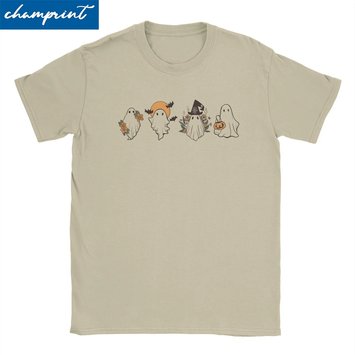 

Halloween Cute Ghost T-Shirts for Men Women Crazy Cotton Tee Shirt Round Collar Short Sleeve T Shirts Summer Clothing