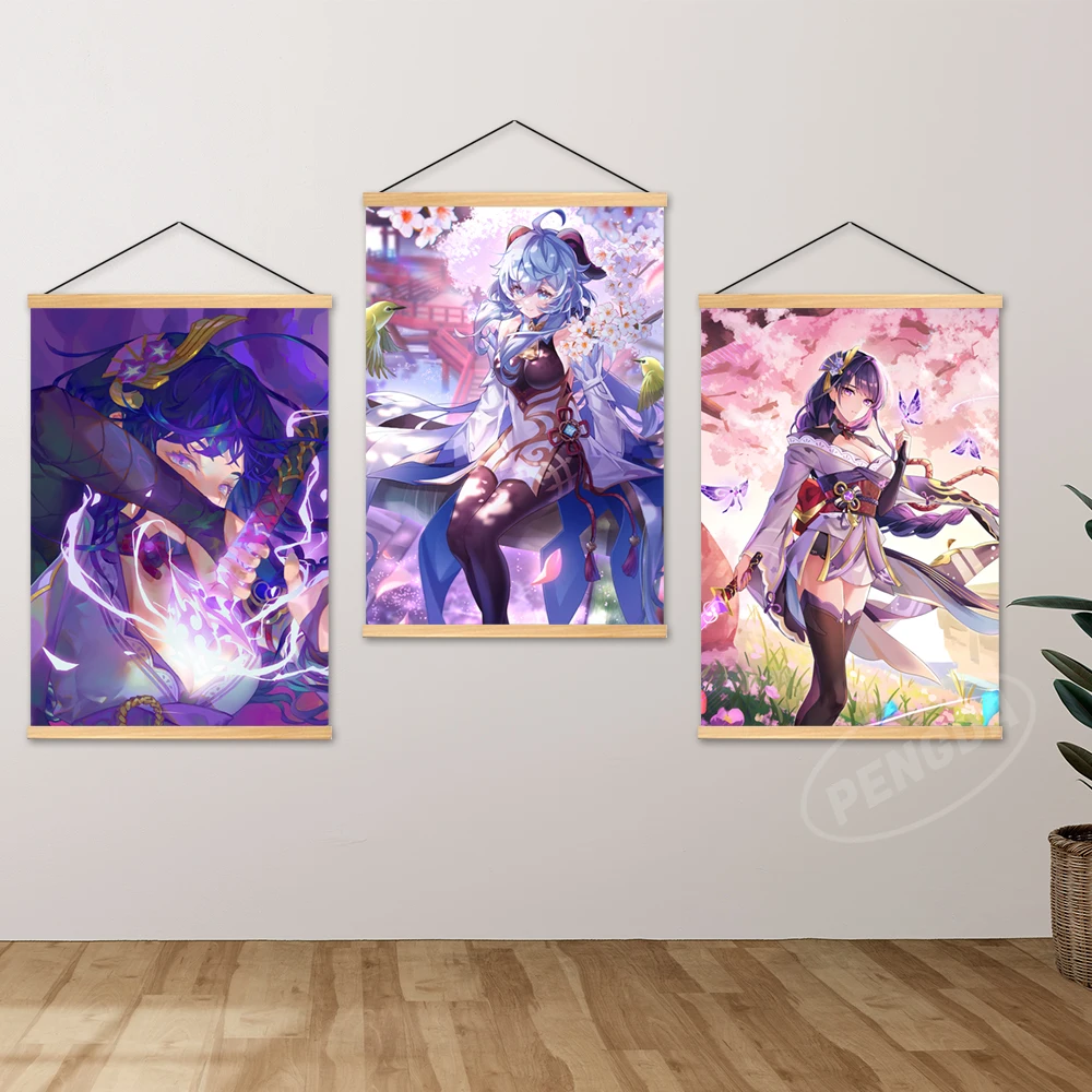 

Настенное Изображение Genshin Impact Canvas Ganyu картины Beelzebul живопись Yae Miko печать постер Висячие деревянные игры украшение для дома