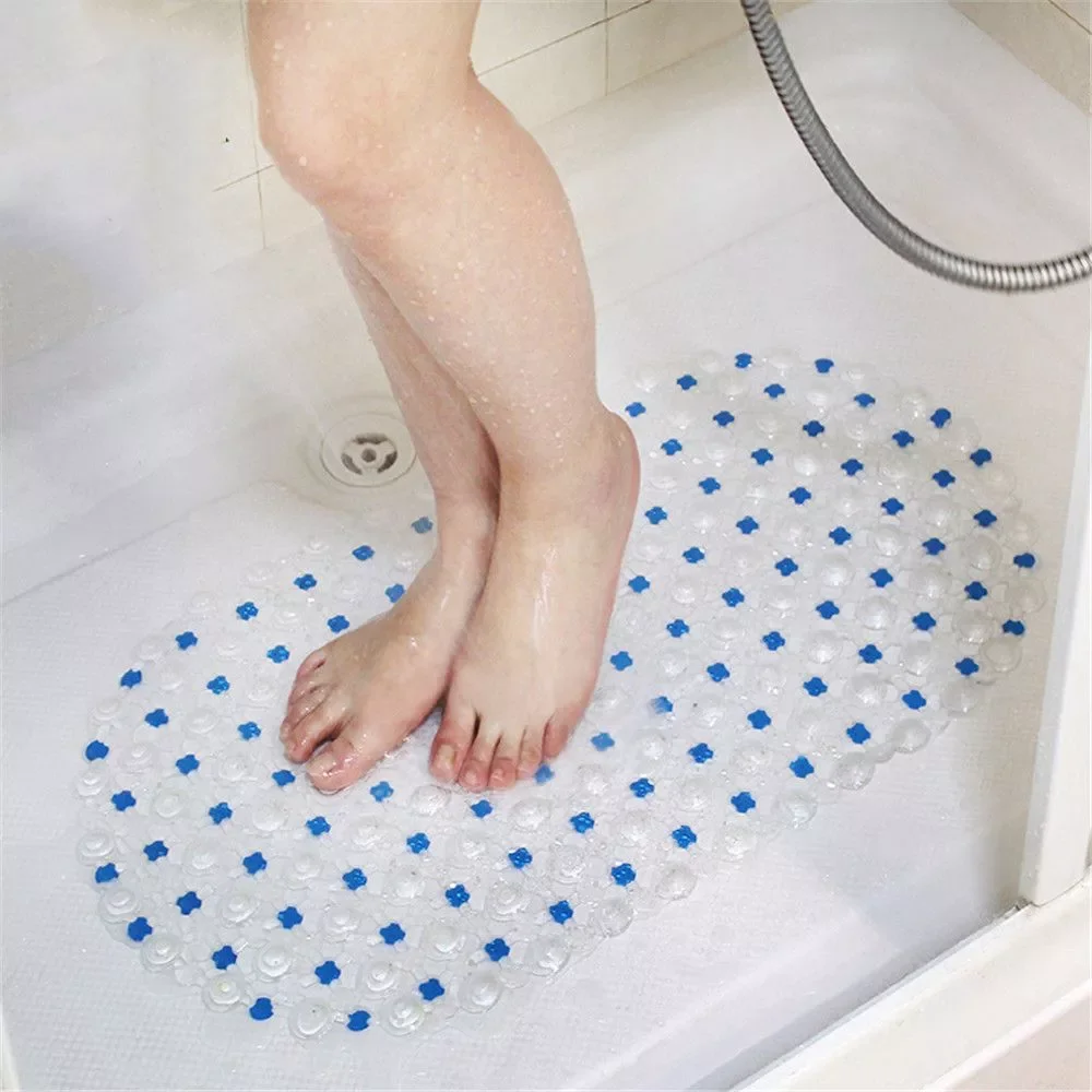 

NEW IN Rectangle PVC Anti-skid Bath Mats Soft Shower Bathroom Massage Mat Suction Cup Non-slip Bathtub Carpet Large Size