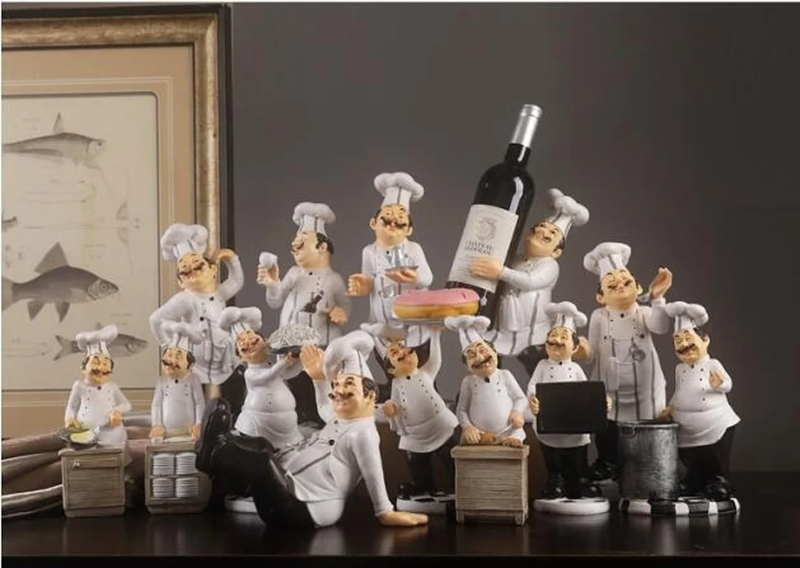 

Creative resin cook kitchener chefs decoration fashion chef decor bar showcase restaurant cafe cake shop display figure statue