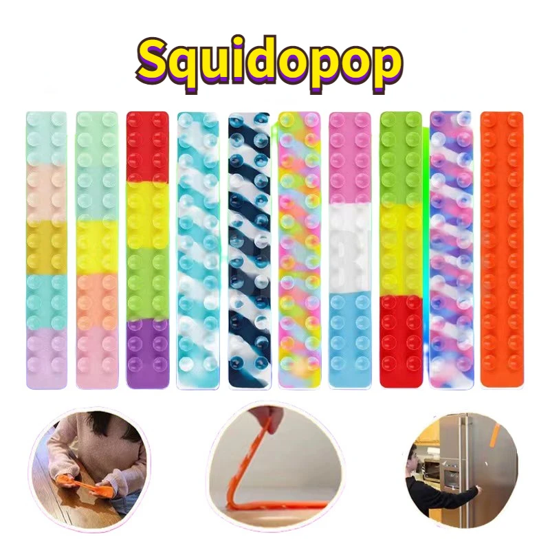 

Suction Cup Square Pat Pat Silicone Sheet Squidopop Fidget Toy Children Stress Relief Squeeze Toy Antistress Soft Squishy Toy