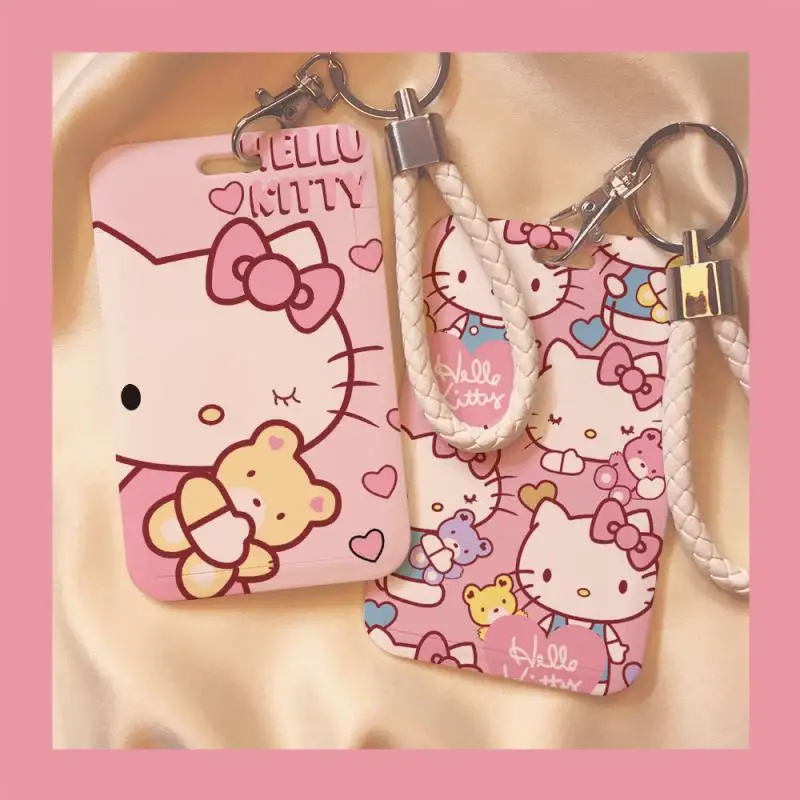 

Kawaii Hello Kitty аниме Sanrio Женская милая мультяшная карточка для сотрудника Студенческая карточка для удостоверения личности банковская карточка набор карт для еды студенческий подарок