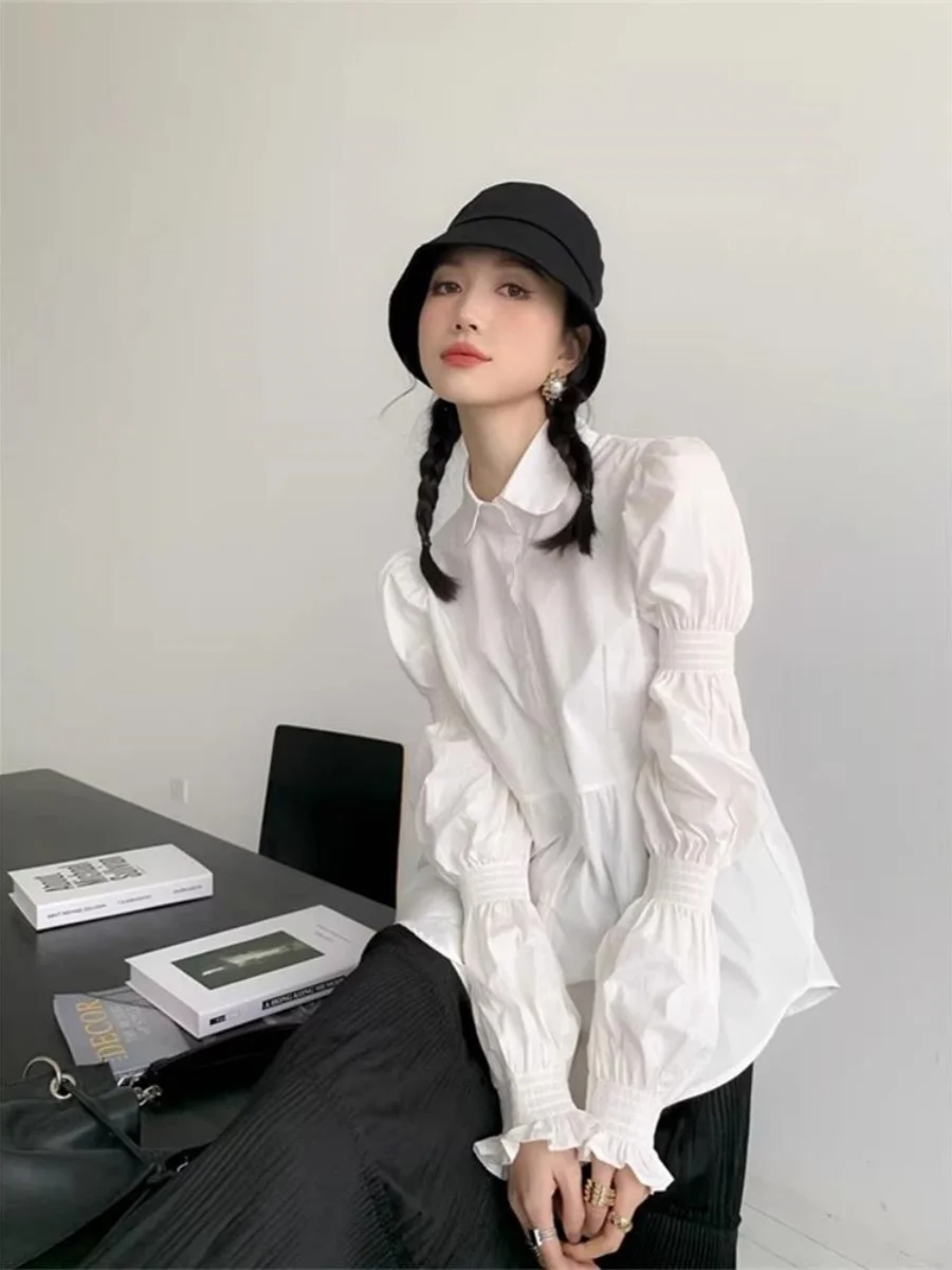 (in Stock) Genuine Same Sle as Stars Chic Sneaky Design New Sense Puff sleeve White Shirt Women's Long Sleeve |