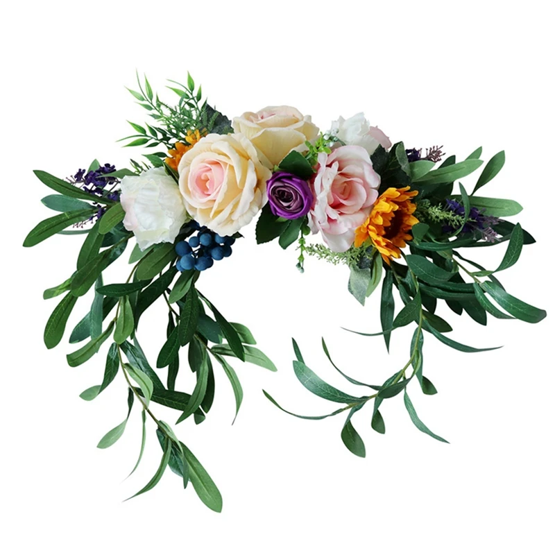 

Artificial Wreath Lintel Wedding Chair Decoration Home Living Room Party Wall Decor Garland Gift Rose