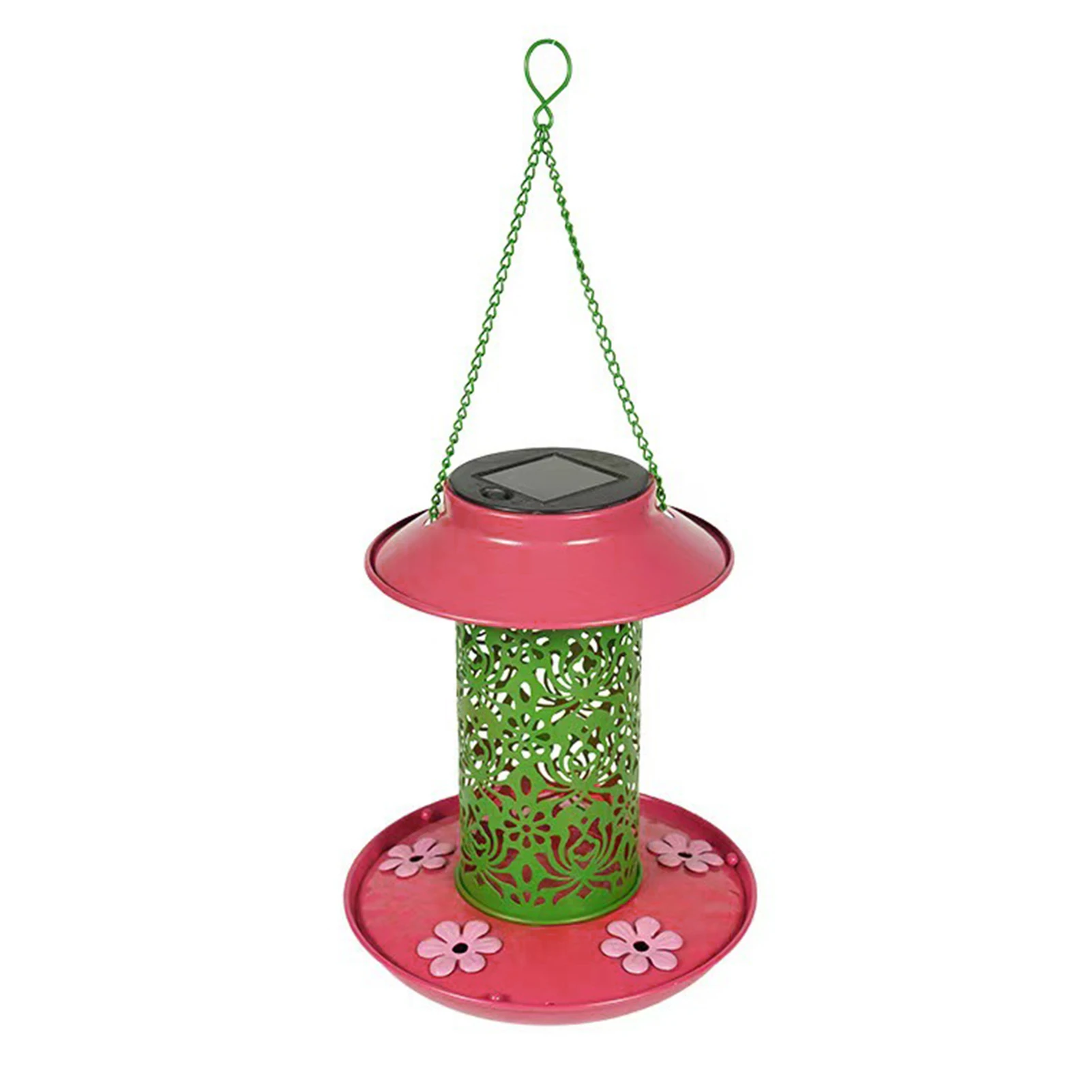 

Balcony Food Water Solar Powered Garden Decoration Led Bird Feeder Hanging Large Capacity Container With Light Hummingbird