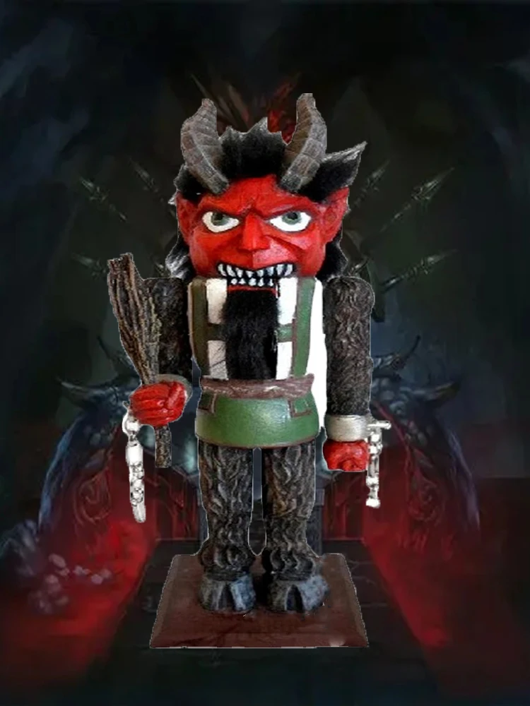 

Krampus Nutcracker Puppet European Style Resin Crafts Ngau Tau Human Face Nutcracker 2022 Helloween Home Decor New Years Gift