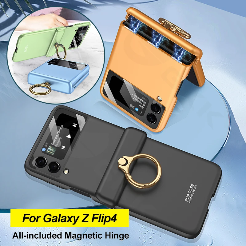 

GKK Original All-included Magnetic Hard Case For Samsung Galaxy Z Flip 4 Case Back Protector Ring Stand Cover For Galaxy Z Flip4
