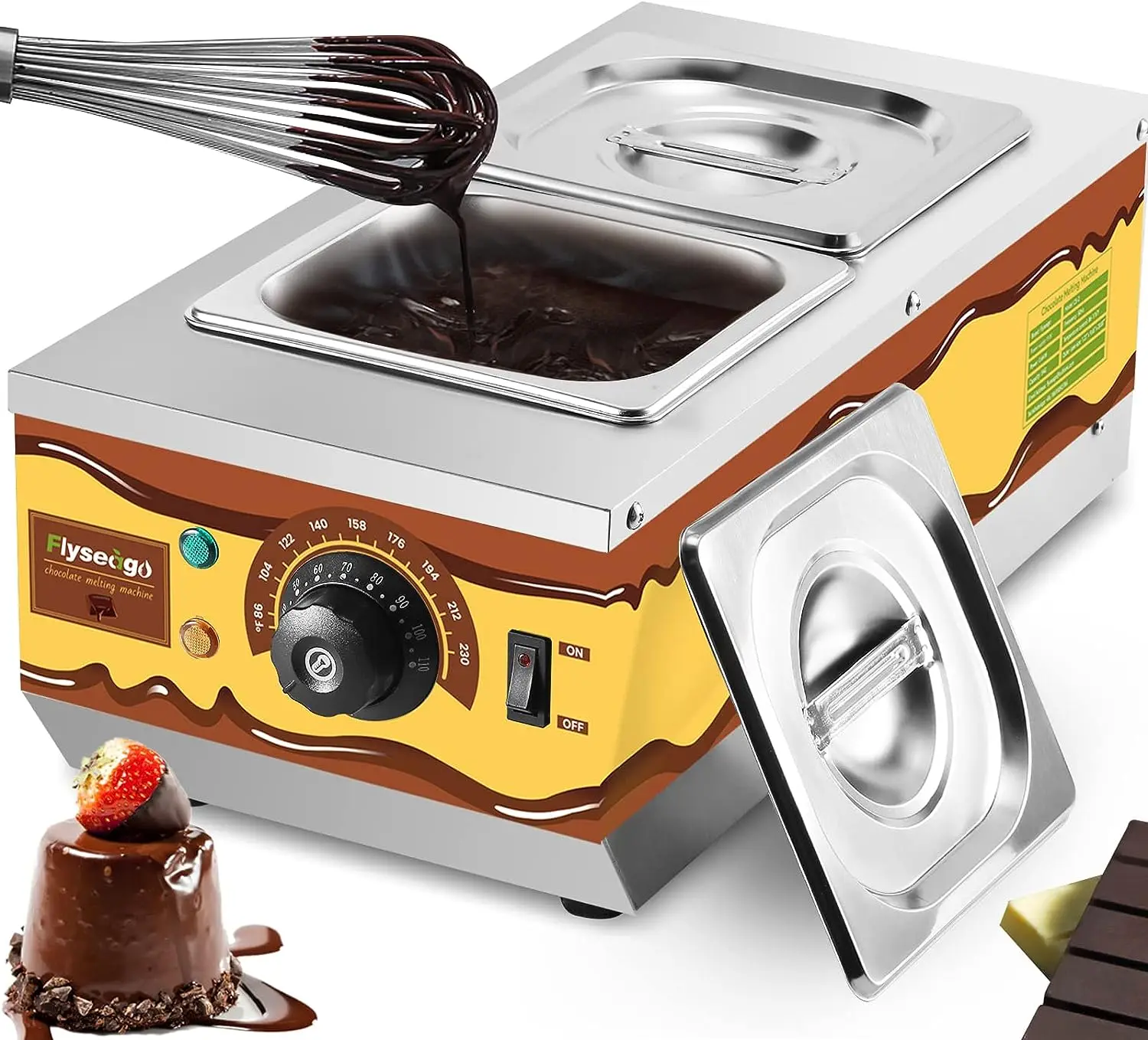 

Chocolate Tempering Machine Upgrade Commercial Home Use Hot Melting Pot Manual Control 9lbs 2 Tanks Capacity Adjustable Temperat