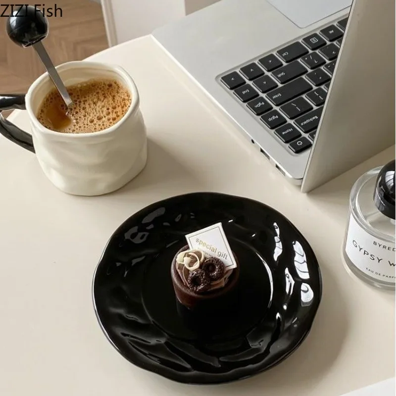 Цветная керамическая кофейная чашка и набор тарелок Офисная кружка для