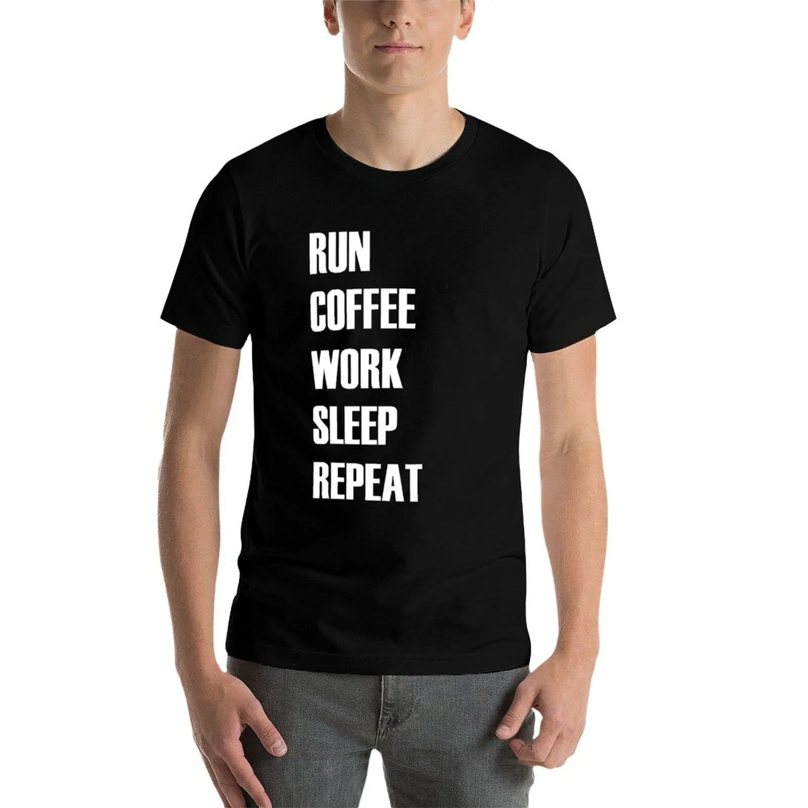 Фото Футболка RUN COFFEE WORK SLEEP REPEAT, футболка для строительных работ №3