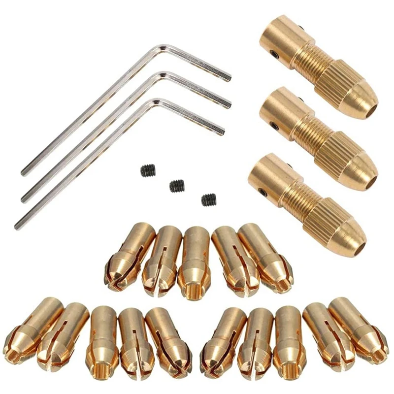 

3 Sets 0.5-3Mm Brass Drill Chuck Small Electric Drill Bit Collet Fit For Dremel Rotary Tools 3 Size -2.0Mm 2.35Mm 3.17Mm