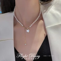 french high end gentle pearl love shell necklace female niche retro light luxury accessories clavicle chain