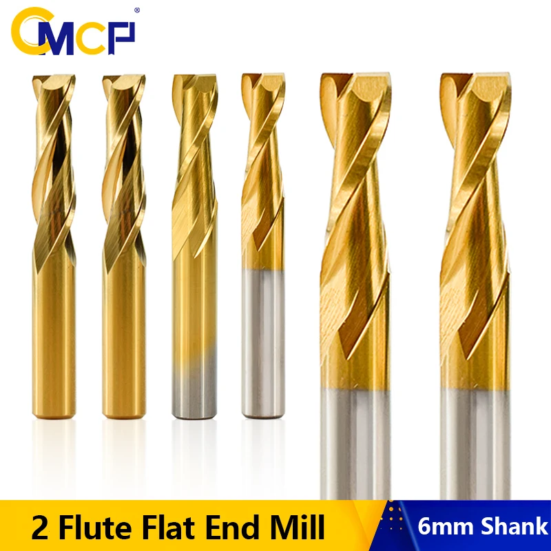

CMCP 2 Flute End Mill 6mm Shank Engraving Bit Spiral Milling Cutter For Woodworking Tool CNC Router bit Carbide Milling Tool