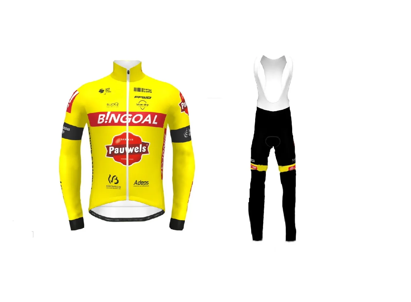 

WINTER FLEECE THERMAL 2022 2021 BINGOAL TEAM FLUO YELLOW LONG SLEEVE CYCLING JERSEY WEAR CLOTHES + BIB PANTS SIZE XS-4XL