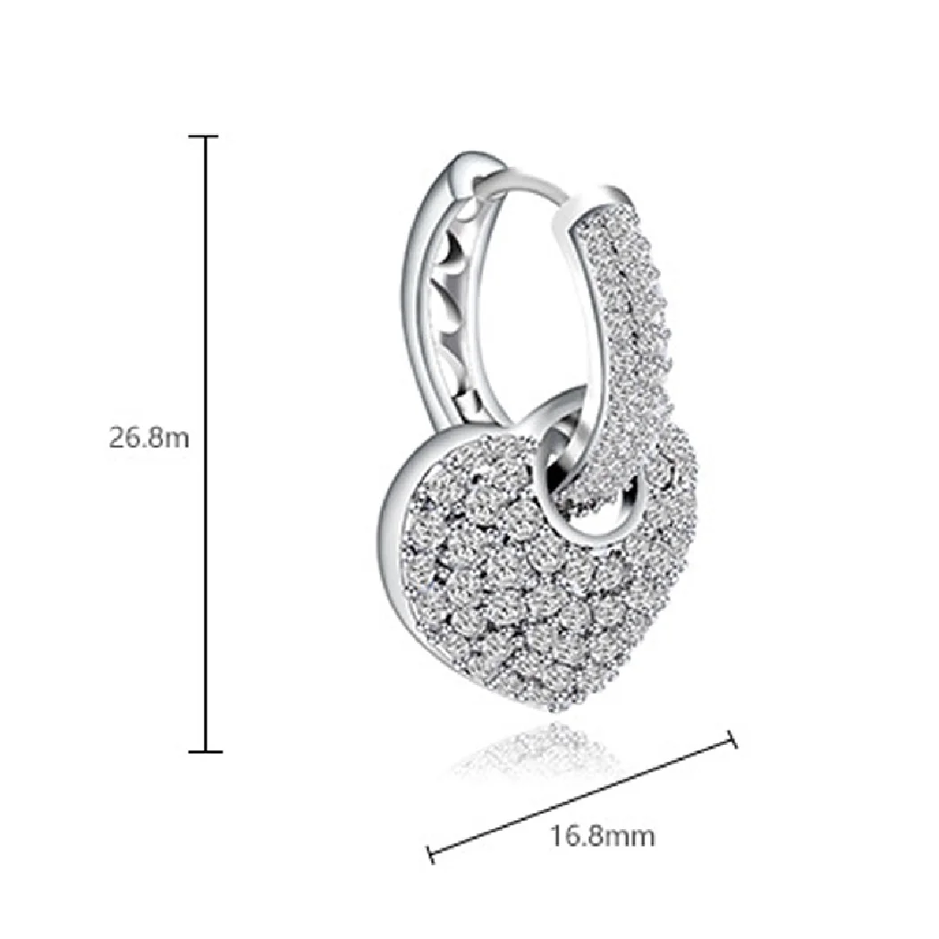 

Модные ювелирные изделия в виде сердца для женщин AAA с микропокрытием из циркона свадебные серьги с ушками Бесплатная доставка