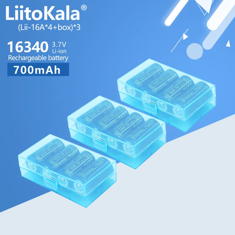 

12PCS LiitoKala Lii-16A CR123A CR17345 16340 700mAh 3V Lithum Battery For Camera Electric Toys Flashlights Shaver Water Meter