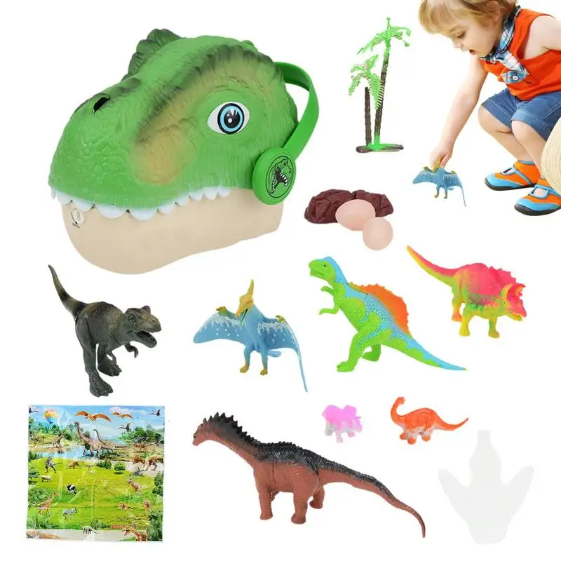 

Dinosaur Head Bag Set Storage Sling Bag With Animal Toys Fun And Realistic Animal Toy Kids 3D Toy Storage Bag For Children's Day