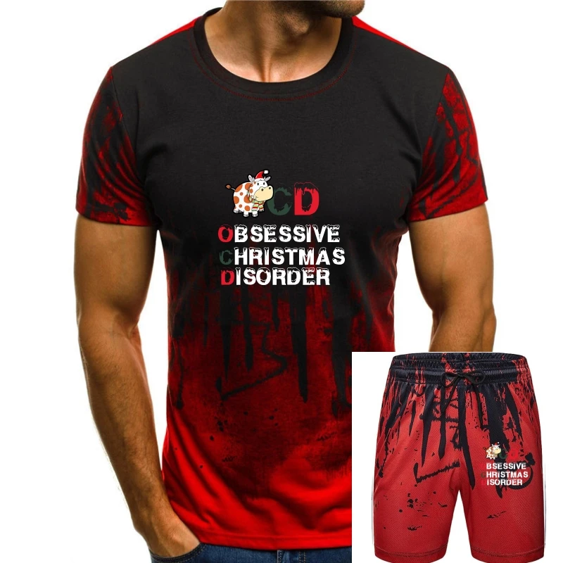 

OCD Obsessive Christmas Disorder Cow T-Shirt-Men's T-Shirt-Black