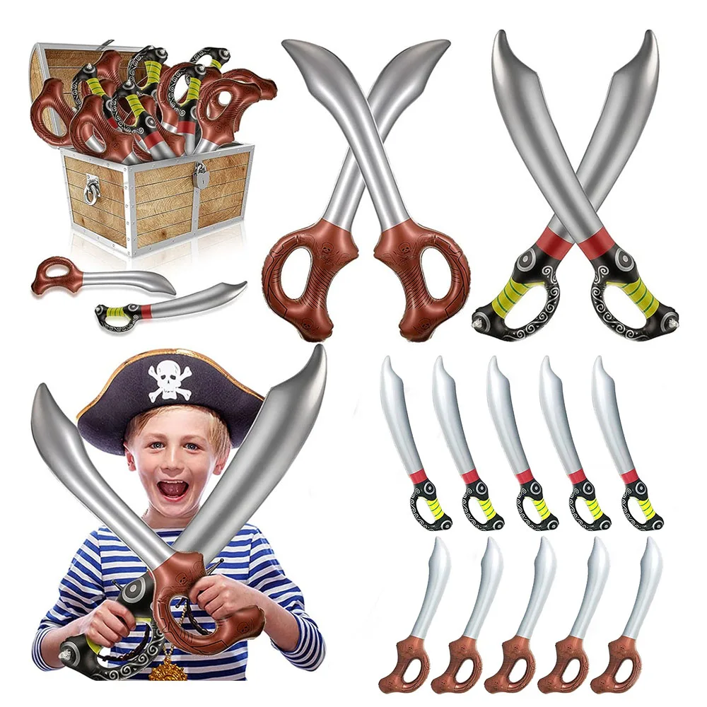 

5Pcs Pirate Party Inflatable Sword Kids Pirate Theme Birthday Party Decor Favors Gift Toy Halloween Captain Cosplay Supply Props
