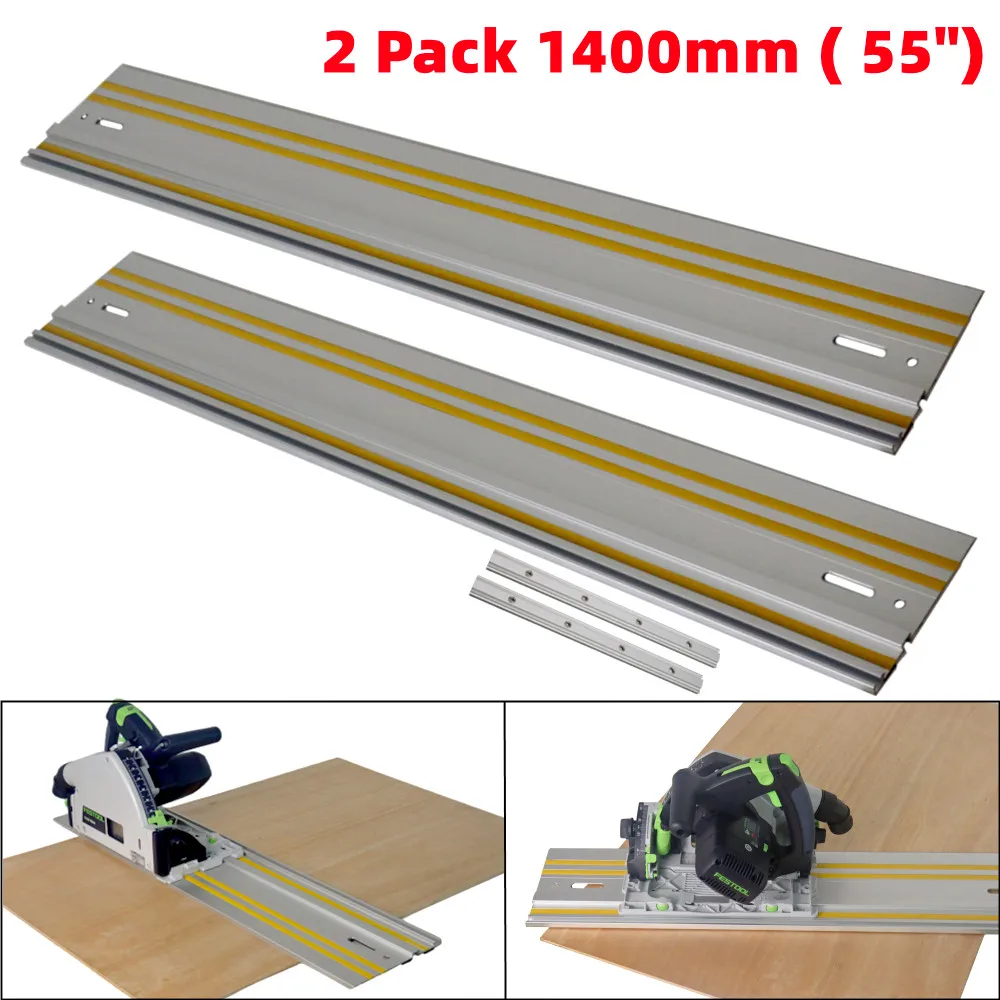 

2 Pack 1400mm Guide Rail Joining Set 55" Track Saw Guide Rail for Makita or Festool Track Saws Aluminum Extruded Guided Rails