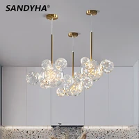 modern luxury led chandelier lighting iron glass bubbles ball gold dinning living room art home decor hanging lamp fixtures