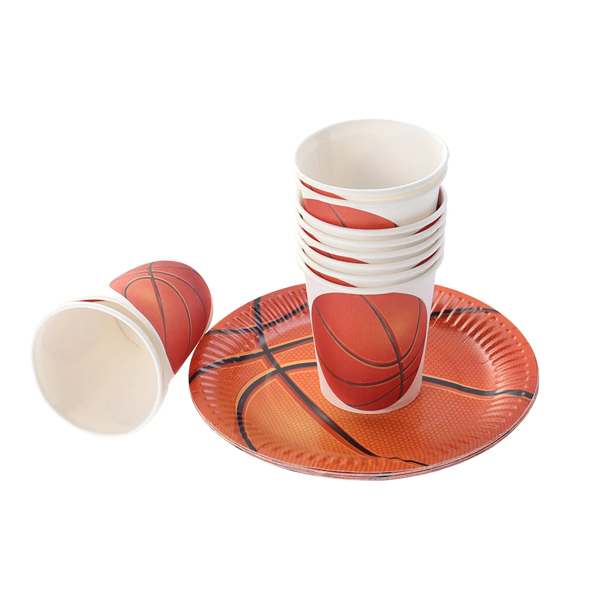 

40PCS Basketball Party Supplies Paper Plates Cups Set Disposable Tableware for Birthday Gathering Baby Shower (Random Cup