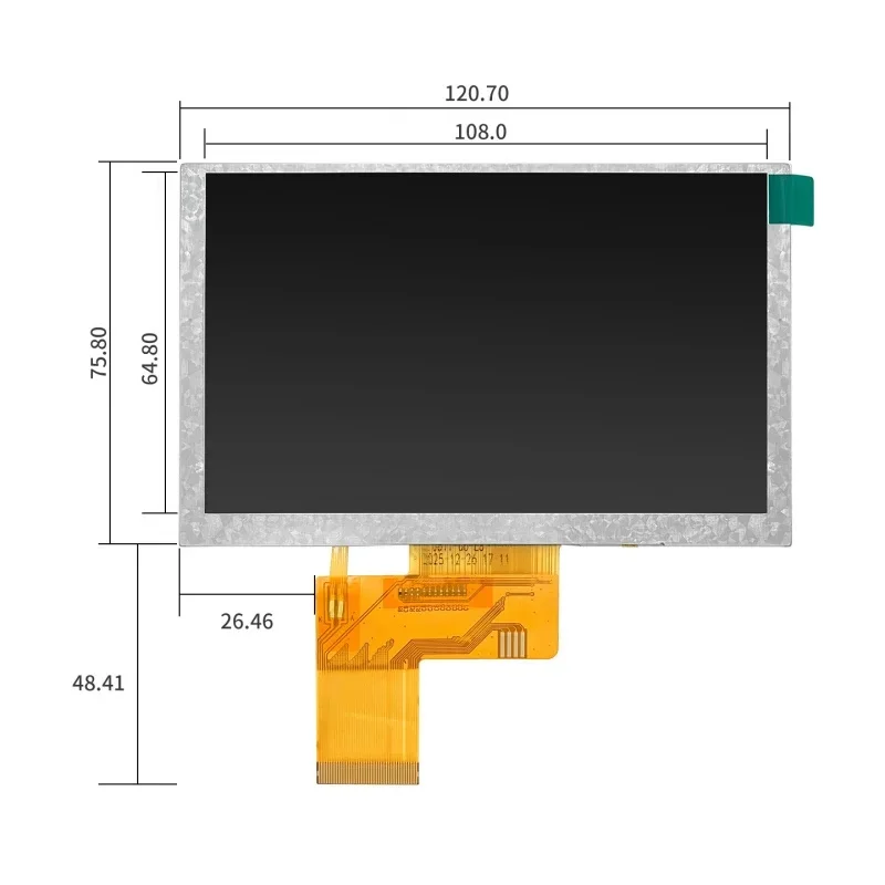 5-дюймовый TFT LCD дисплейный модуль с IPS RGB интерфейсом, яркость 500 нит, экран с разрешением 800 * 480. (art.: 3920dd127137f) - 3920dd127137f
