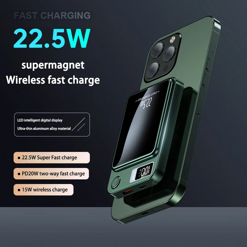 300000 mAh Беспроводная магнитная мощность PD 20 Вт Быстрая зарядка Портативный