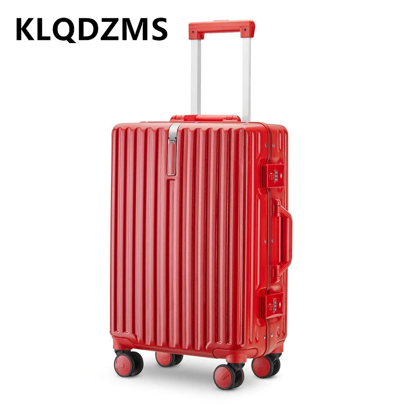 

KLQDZMS Red 20"22"24"26"28"Inch Wedding Suitcase For Ladies And Rollers For Men's Cabin Luggage Case Student College Storage Bag