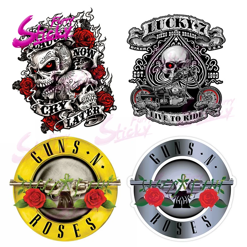 

Furry Sticky Lucky Rose Skull Badge Brand Car Sticker Decal for Motorcycle Accessories Laptop Helmet Trunk Wall Stickers