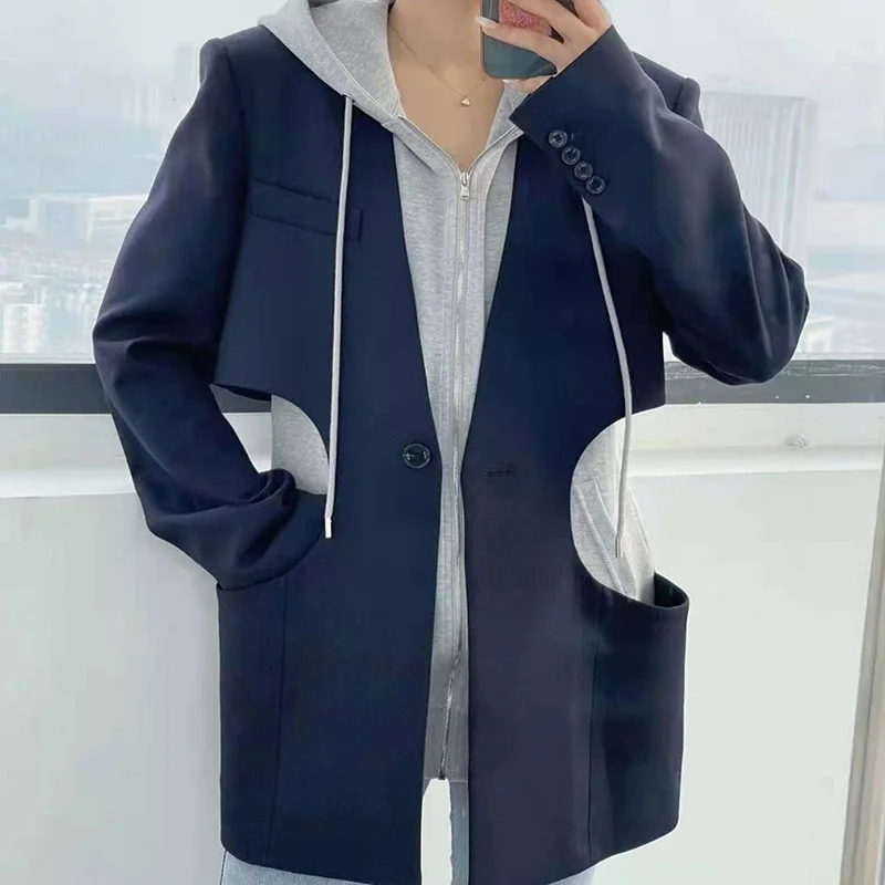 

Женское пальто с капюшоном и длинным рукавом, в корейском городском повседневном стиле, осень 2023