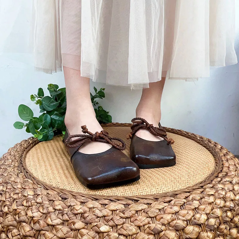 

Женские винтажные туфли YourSeason, с закрытым носком, на шнуровке, из натуральной кожи, Удобные однотонные туфли на плоской подошве ручной работы, 2023