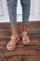 2022 new summer sandals women fashion casual beach outdoor flip flop sandals open toe slippers beaded bottomless party slippers
