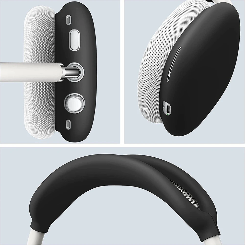 

1 Set Headphone Accessories Earphone Silicone Protective Case Scratch-Resistant Headband Cover for Airpods Max (Black)