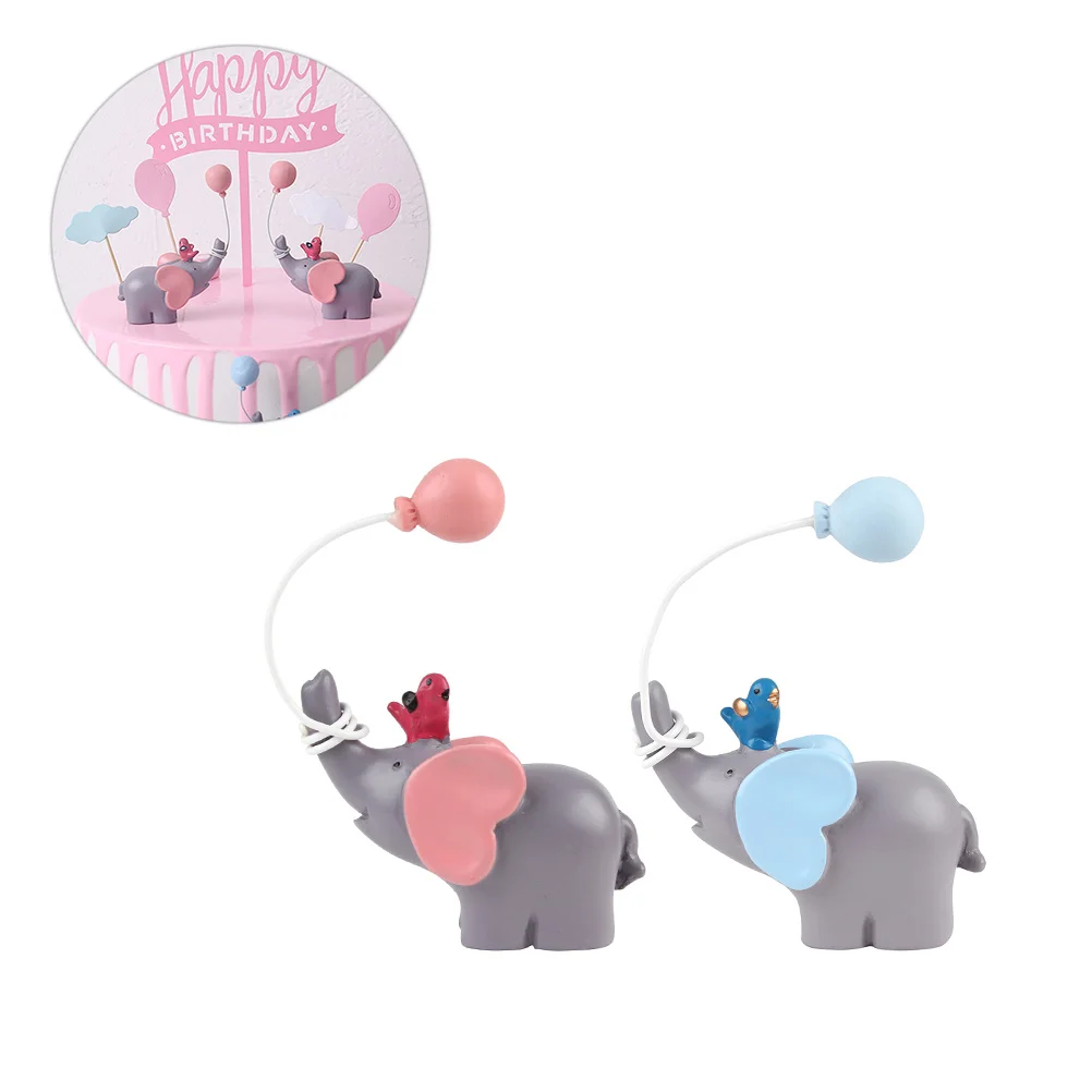 

2 Pcs Dessert Table Decoration Elephant Shaped Ornaments Adorable Cake Infant Bath Toys Resin Party Adornment Baby Water