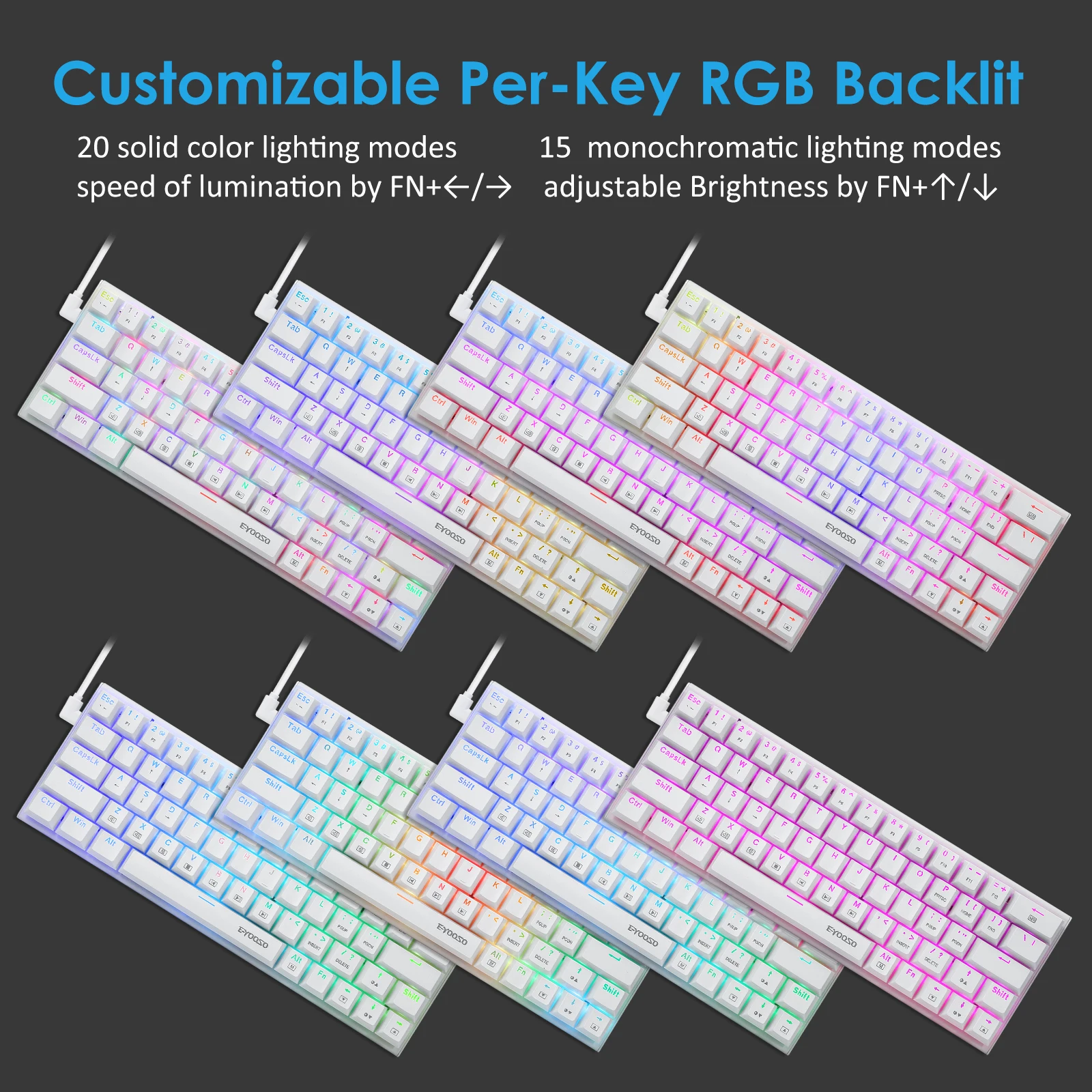 Z-22 60% механическая клавиатура: Проводная USB клавиатура Outemu Hot Swap с RGB подсветкой