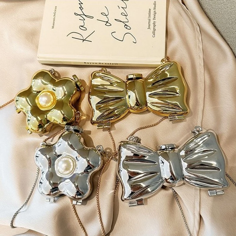 Новая акриловая сумка для губной помады женщин на плечо с цветочным бантом