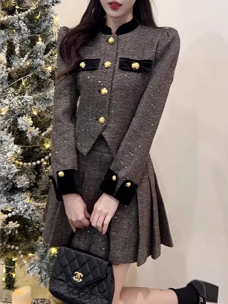 UCXQ элегантные комплекты Tide в европейском стиле лоскутная куртка с высокой талией