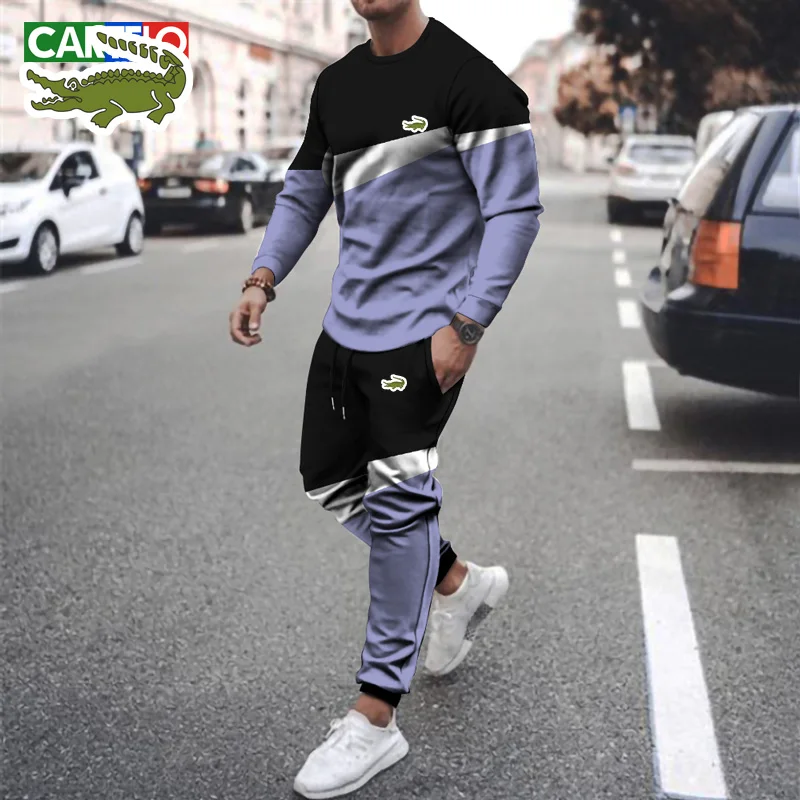 CARTELO High-end Round Neck Sweater Suit Men's Autumn New Casual Korean Version of The Popular Sportswear Two-piece Suit for Men
