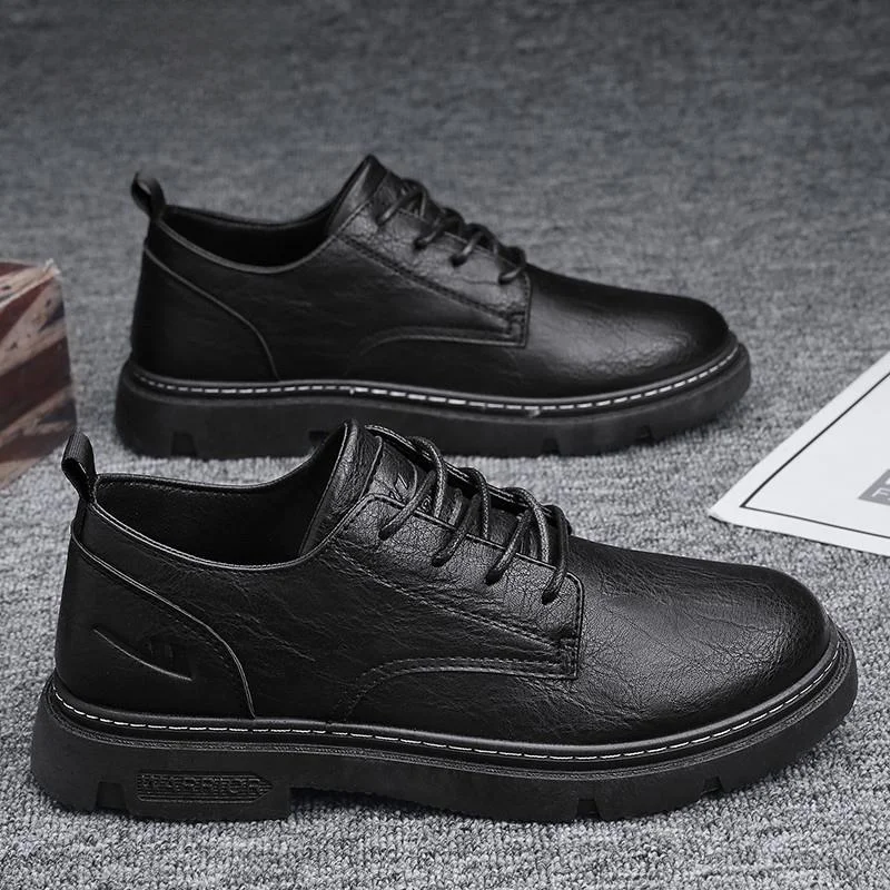 Мужская обувь Warrior/Warrior новые осенние черные повседневные кожаные туфли в