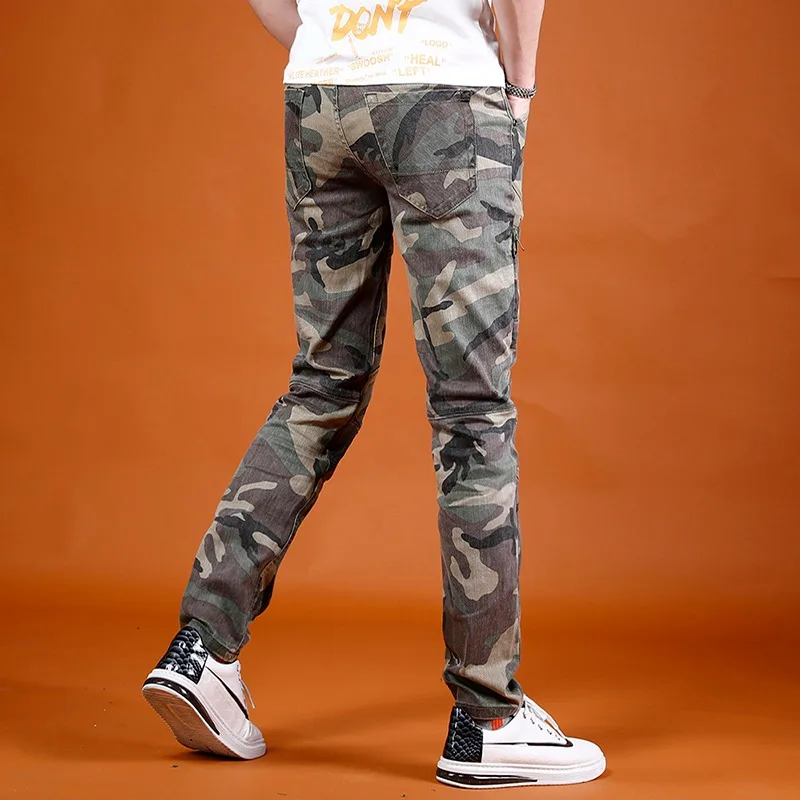 Camouflage Jeans Men Summer Straight Leg Pants 2022 New Streetwear Casual Army Green Denim Trousers